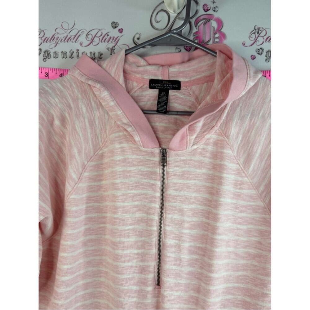 Lauren Ralph Lauren sweater hoodie Light Pink Half-Zip Hooded Pullover - Picture 7 of 14